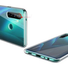 Case 4U Realme 5i Kılıf A+ Şeffaf Lüx Süper Yumuşak 0.3mm Ince Slim Silikon + Cam Ekran Koruyucu Şeffaf