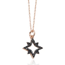 By Barun Siyah Taşlı Yıldız Kolye Rose