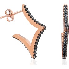 By Barun Siyah Köşeli Küpe Rose