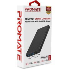 Promate Bolt-10 PowerBank 10000mAh 2 USB USB ve Type-C Girişli Hızlı