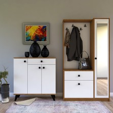 Tocco 1041 Sude Vestiyer Portmanto Askılıklı Ayakkabılık Takımı-BEYAZ MEŞE
