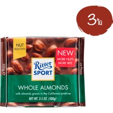 Ritter Sport Tane Bademli Sütlü Çikolata 100 G - 3 Paket