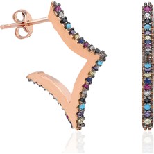 By Barun Renkli Köşeli Küpe - Rose