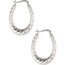 By Barun Oval Burma Küpe - Gümüş Rengi