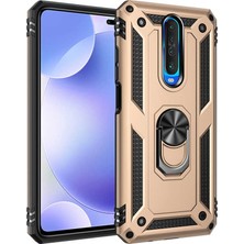 Case Street Xiaomi Redmi K30 Kılıf Tank Koruma Vega Standlı Yüzüklü Mıknatıslı  - Gold