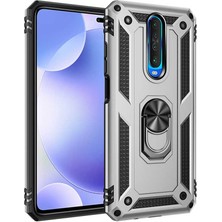 Case Street Xiaomi Redmi K30 Kılıf Tank Koruma Vega Standlı Yüzüklü Mıknatıslı  - Gümüş