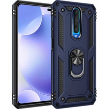 Case Street Xiaomi Redmi K30 Kılıf Tank Koruma Vega Standlı Yüzüklü Mıknatıslı  - Lacivert