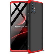 Kılıfist Galaxy A51 Kılıf Zore 360 Tam Koruma 3 Parça Ays Kapak - Siyah - Kırmızı