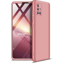 Kılıfist Galaxy A51 Kılıf Zore 360 Tam Koruma 3 Parça Ays Kapak - Rose Gold
