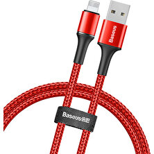 Baseus CALGH-B09 Halo Cable iPhone Uyumlu Lightning 2.4A 1 m USB Şarj Kablosu - Kırmızı