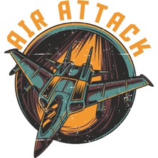 Sticker Fabrikası Savaş Uçağı Sticker 00036 8 x 8 cm Renkli