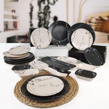 Keramika 23 Parça 6 Kişilik Kahvaltı Takımı Mermer Desen