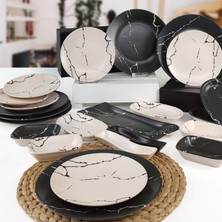 Keramika 23 Parça 6 Kişilik Kahvaltı Takımı Mermer Desen