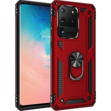 CoverZone Samsung Galaxy S20 Kılıf Shockproof Standlı Yüzük Tutuculu Vega Case Kırmızı