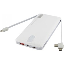 Nettech NT-PW08 10000 Mah Taşınabilir Hızlı Şarj Cihazı -37 W 2 In 1 Micro USB Lightning Data Kablo 2 Çıkışlı Powerbank