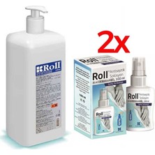 Roll El ve Cilt Dezenfektanı 1 lt - 2 Adet Sprey Roll Solusyon 100 ml