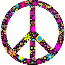 Sticker Fabrikası Çiçekli Peace Simge Logo Sticker 00186