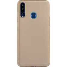 Case 4U Samsung Galaxy A20S Kılıf Klasik Mat Renkli Yumuşak Premier Silikon Altın