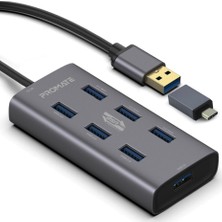 Promate Ezhub-7 Type-C Çoklayıcı Hub 7 adet USB 3.0 Yüksek Hızlı 5Gbps Veri