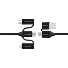 Promate Pentapower Şarj ve Data Kablosu 6 sı 1 arada Çoklu Uçlu Lightning, USB-A, Type-C, Mikro USB