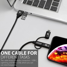 Promate Pentapower Şarj ve Data Kablosu 6 sı 1 arada Çoklu Uçlu Lightning, USB-A, Type-C, Mikro USB