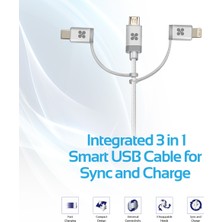 Promate Unilink-Trio Şarj ve Data Kablo Çoklu Uçlu Universal Lightning Type-C Mikro USB 1,2 metre