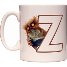 Rock'n Fox Z Harfi Uykusuz Baykuş Baş Harf Tasarımlı Kahve Kupa Bardak