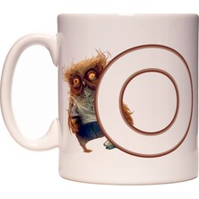 Rock'n Fox O Harfi Uykusuz Baykuş Baş Harf Tasarımlı Kahve Kupa Bardak