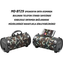 Mikado MD-BT29 Kamuflaj Desenli Bluetooth USB + SD + FM Destekli 5W Speaker