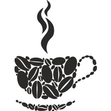 Sticker Fabrikası Kahve Çekirdeği Fincan Sticker 00212 10 x 13 cm Renkli