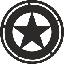 Sticker Fabrikası Off Road Army Yıldız Sticker 00237 10 x 10 cm Siyah