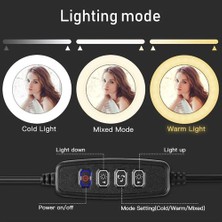 Wlue Youtuber LED Tripod Işıklı Telefon Tutucu Makyaj Işığı 10"