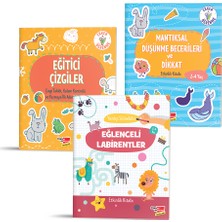 Etkinlik Kitabı Seti - 2 - 4 Yaş  (Eğlenceli Labirentler, Mantıksal Düşünme Becerileri ve Dikkat, Eğitici Çizgiler)