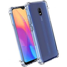 Case 4U Xiaomi Redmi 8A Kılıf Darbe Emici Silikon Arka Kapak + Cam Ekran Koruyucu Şeffaf