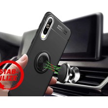 Case 4U Xiaomi Mİ A3 Kılıf Autofocus Shockprof Ravel Yüzüklü Standlı Slikon Kapak + Cam Ekran Koruyucu Kırmızı