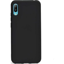 Case 4U Huawei Y6 2019 Kılıf Klasik Mat Renkli Yumuşak Premier Silikon + Cam Ekran Koruyucu Siyah