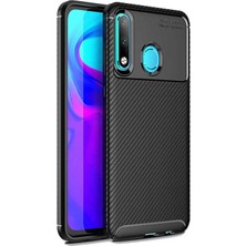 Case 4U Huawei P30 Lite Kılıf Rugged Armor Karbon Desenli Lüx Negro Silikon Arka Kapak + Cam Ekran Koruyucu Siyah