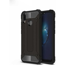 Case 4U Huawei P20 Lite Kılıf Military Armor Çift Katmanlı Crash Silikon Kılıf + Cam Ekran Koruyucu Siyah