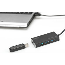 Digitus DA-70240 USB 3.0 4 Port USB Çoklayıcı Mat Siyah