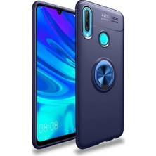 Case 4U Huawei P30 Lite Kılıf Autofocus Shockprof Ravel Yüzüklü Standlı Slikon Kapak Lacivert