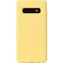 Case 4U Samsung Galaxy S10 Plus Kılıf Klasik Mat Renkli Yumuşak Premier Silikon Altın