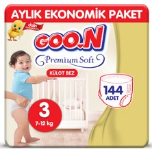 Goon Premium Soft Külot Bez 3 Beden Aylık Ekonomik Paket 144 Adet