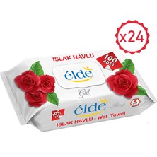 Elde Islak Havlu Gül 100'LÜ x 24'lü