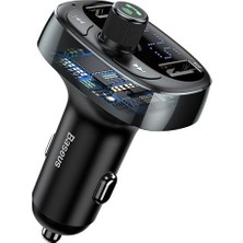 Baseus T Typed S-09 Bluetooth Fm Transmitter Çift Araç Şarj Aleti CALL-TM0A