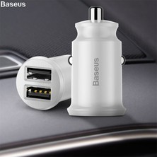 Baseus CCALL-ML02 Mini Dual USB 3.1A Max Çıkışlı Hızlı Araç Şarj Başlığı - Beyaz