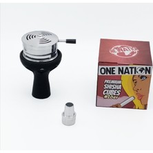 İnci Nargile Set One Nation Kömür Samsaris Cam Lüle Dönüştürücü