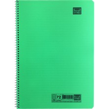 Bound Simple A4 72 Yaprak Spiralli Çizgili Okul Defteri 12'li Yeşil
