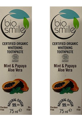 Biosmile Organik Diş Macunu Beyazlık Papaya/Aloevera 75 ml - 2 Adet