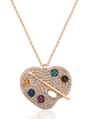 Gumush Gümüş Ressam Paleti Bayan Kolye