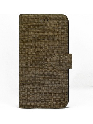 TahTicMer Huawei P Smart 2019 POT-LX1 Kılıf Spor Cüzdan Kumaş Kredi Kartı Para Bölmeli Standlı Gold